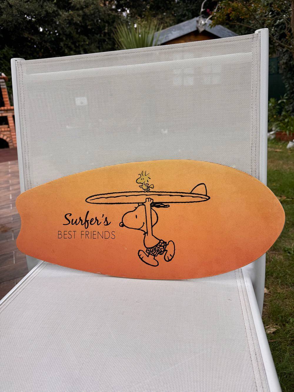 Plaque Planche surf bois Snoopy Surfer’s best friends - Décoration - Surfing - Waves