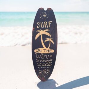 Plaque Planche surf bois "On the wave" - Décoration - Surfing - Collection