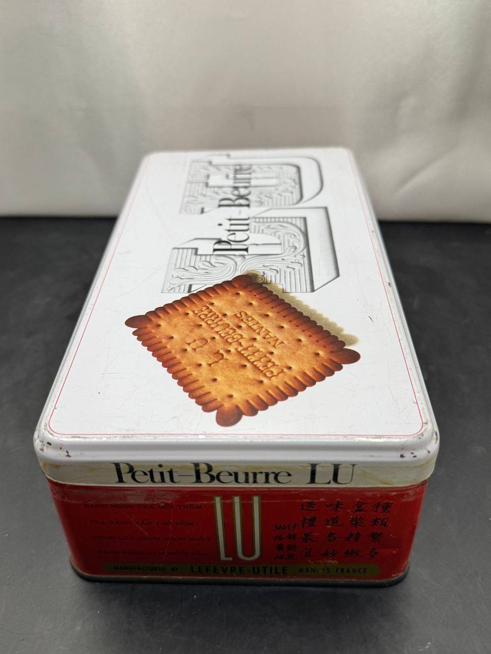 Ancienne boite à gâteaux publicitaire en métal/tôle - Petit beurre LU - Rouge et blanche - Déco - Collection - Rare – Image 6