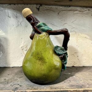 Très ancienne Bouteille / Carafe à liqueur vintage en céramique barbotine en forme de poire - Signée L.S - Léon Sazérat - Vers 1910 - Déco - Collection