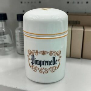 Petit pot d'apothicaire ou pot à pharmacie en porcelaine de Limoges - France - Estampillé et orné de l’inscription « Pimprenelle » - Décoration - Collection