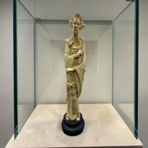 Grande statuette représentant un personnage asiatique traditionnel (chinois) - Fine reproduction en poudre d'os et en résine à patine imitation ivoire - Décoration - Collection
